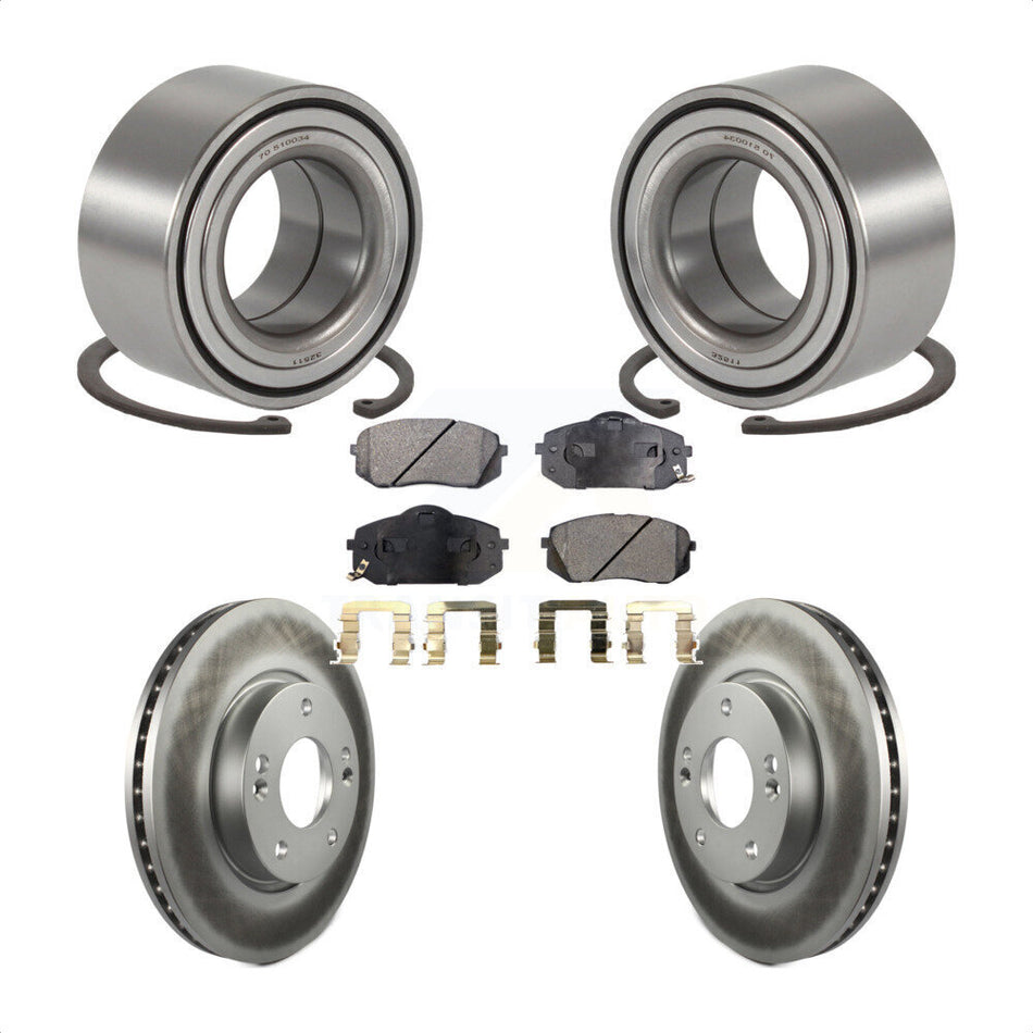 Front Wheel Bearing With Coated Disc Brake Rotors And Ceramic Pads Kit For 2010-2012 Kia Rondo KBB-101897