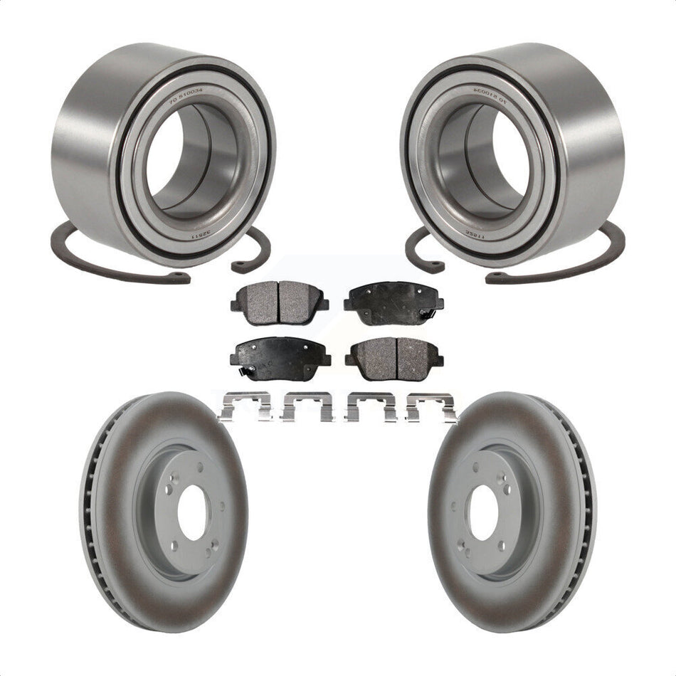 Front Wheel Bearing With Coated Disc Brake Rotors And Ceramic Pads Kit For Hyundai Sonata Kia Optima KBB-101907