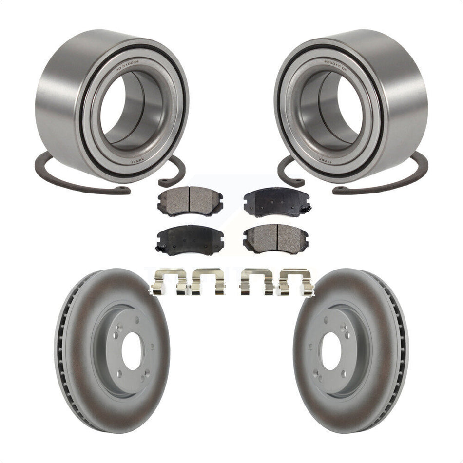 Front Wheel Bearing With Coated Disc Brake Rotors And Ceramic Pads Kit For 2006-2010 Hyundai Sonata 3.3L KBB-101908