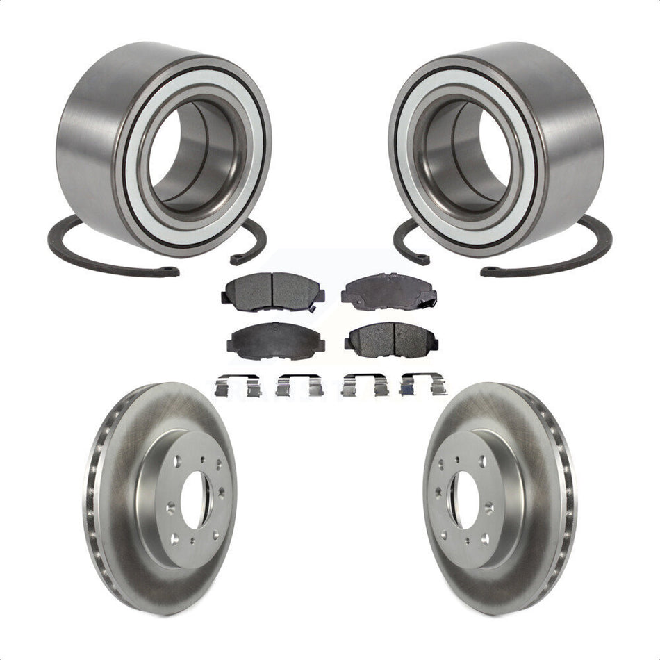 Front Wheel Bearing With Coated Disc Brake Rotors And Ceramic Pads Kit For 1998-2002 Honda Accord Sedan with 2.3L KBB-101914