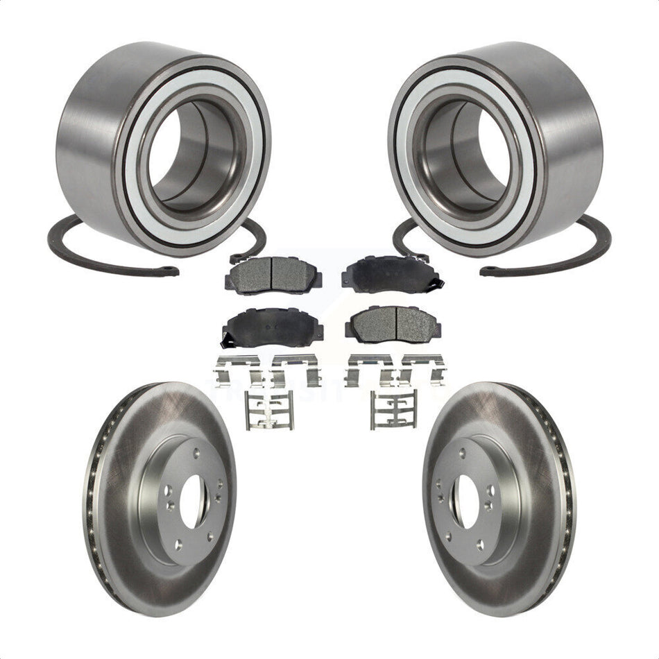 Front Wheel Bearing With Coated Disc Brake Rotors And Ceramic Pads Kit For 1998-2002 Honda Accord 3.0L KBB-101915