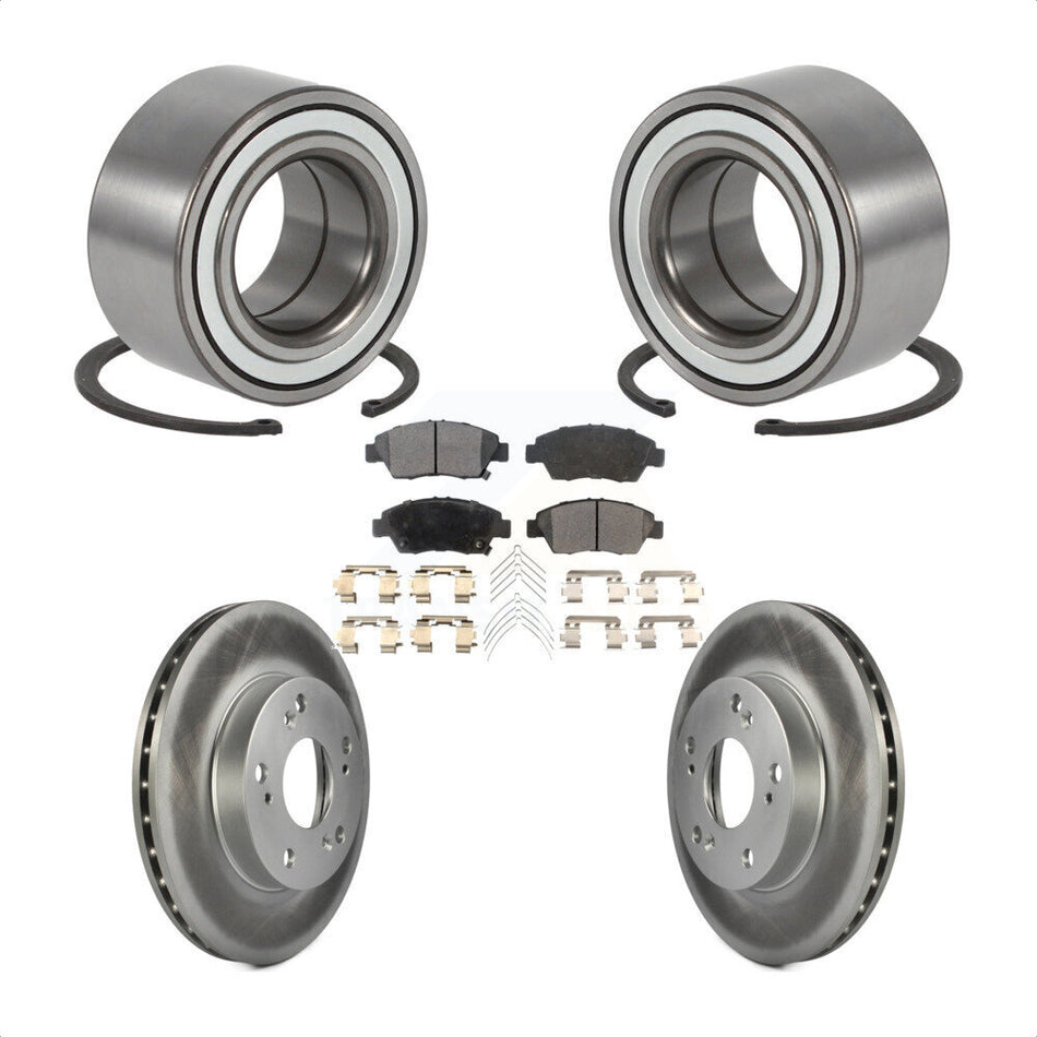 Front Wheel Bearing With Coated Disc Brake Rotors And Ceramic Pads Kit For Honda Civic Acura RSX KBB-101918