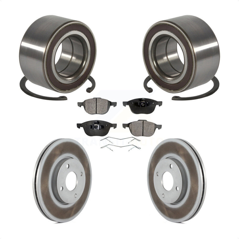 Front Wheel Bearing With Coated Disc Brake Rotors And Ceramic Pads Kit For 2005-2007 Ford Focus KBB-101928