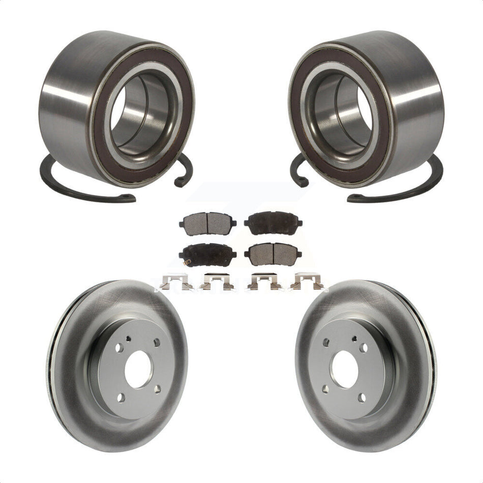 Front Wheel Bearing With Coated Disc Brake Rotors And Ceramic Pads Kit For 2011-2014 Mazda 2 KBB-101931