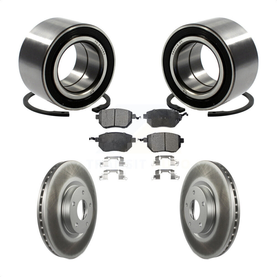 Front Wheel Bearing With Coated Disc Brake Rotors And Ceramic Pads Kit For Nissan Altima Maxima KBB-101936