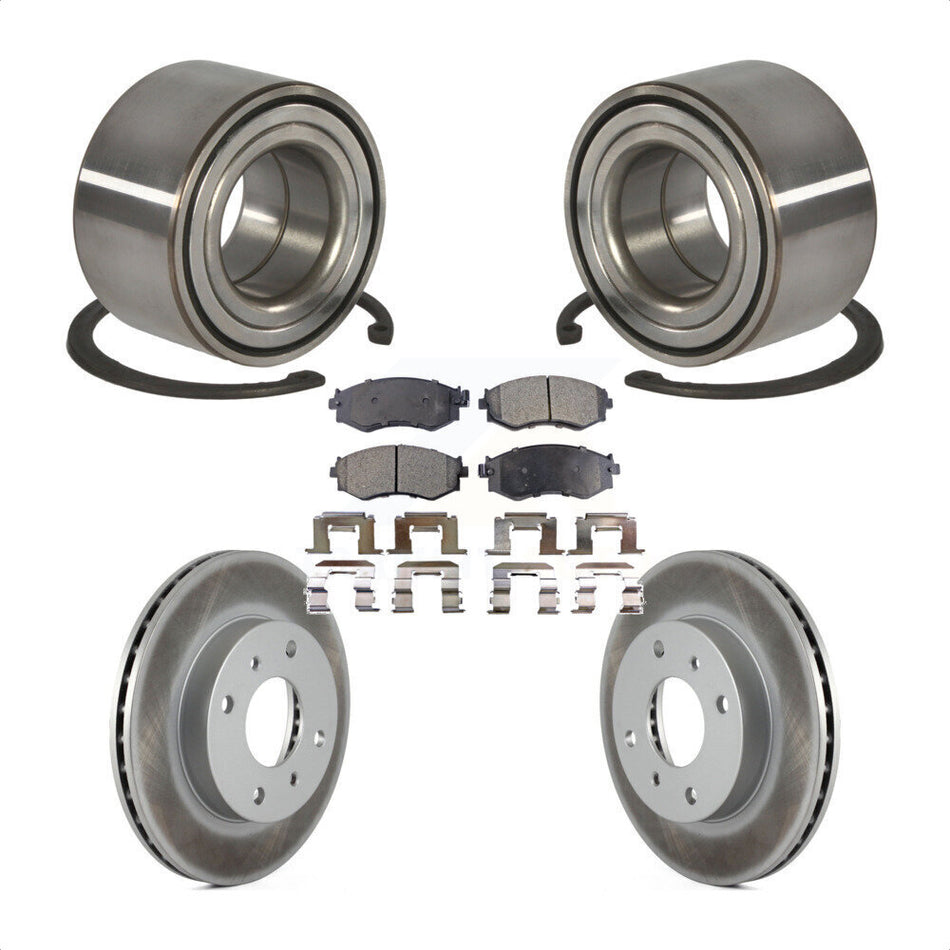 Front Wheel Bearing With Coated Disc Brake Rotors And Ceramic Pads Kit For Nissan Sentra 1.8L KBB-101939