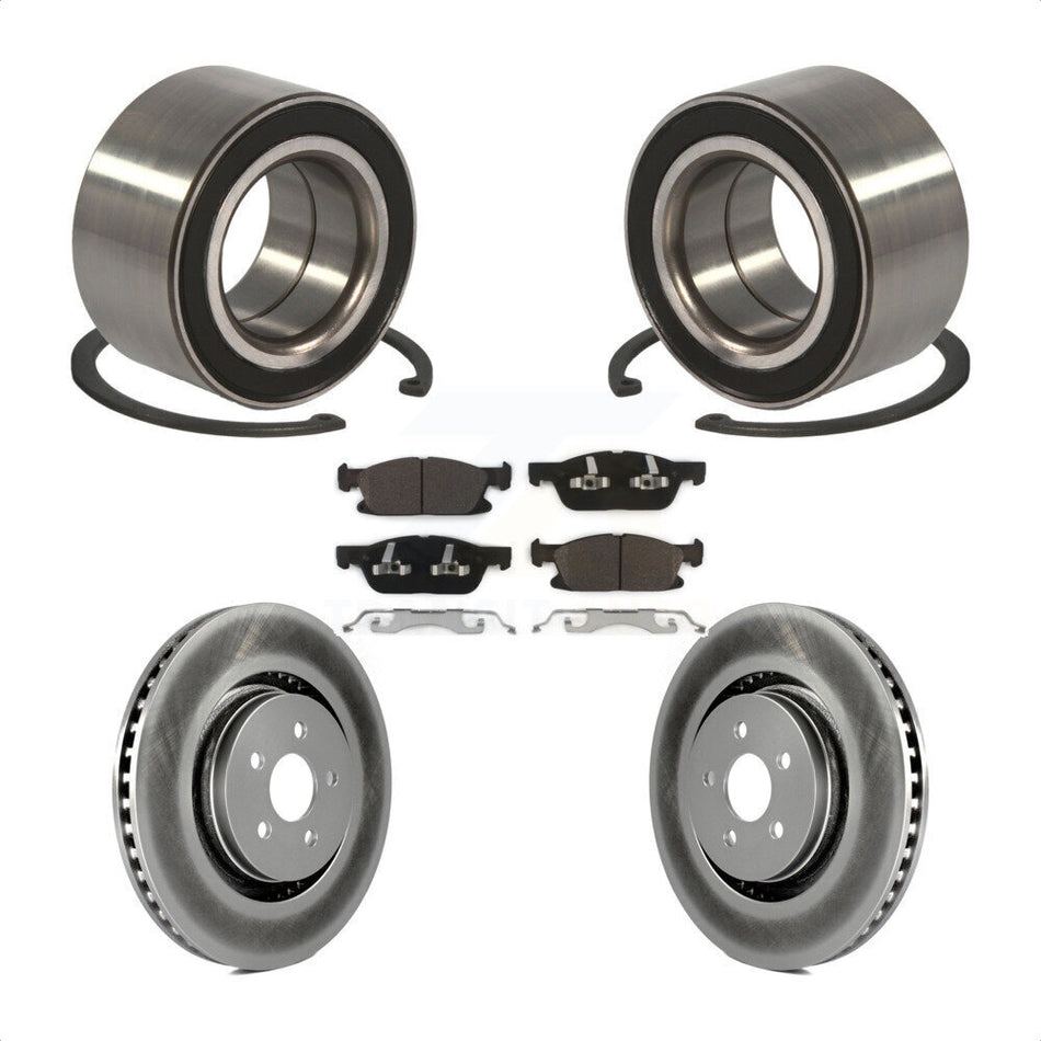 Front Wheel Bearing With Coated Disc Brake Rotors And Ceramic Pads Kit For 2015 Ford Edge AWD KBB-101948