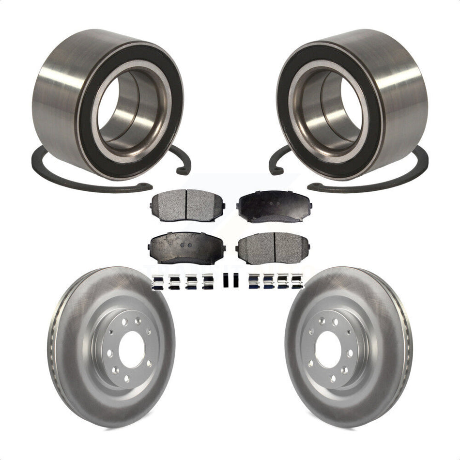 Front Wheel Bearing With Coated Disc Brake Rotors And Ceramic Pads Kit For 2007-2015 Mazda CX-9 KBB-101962