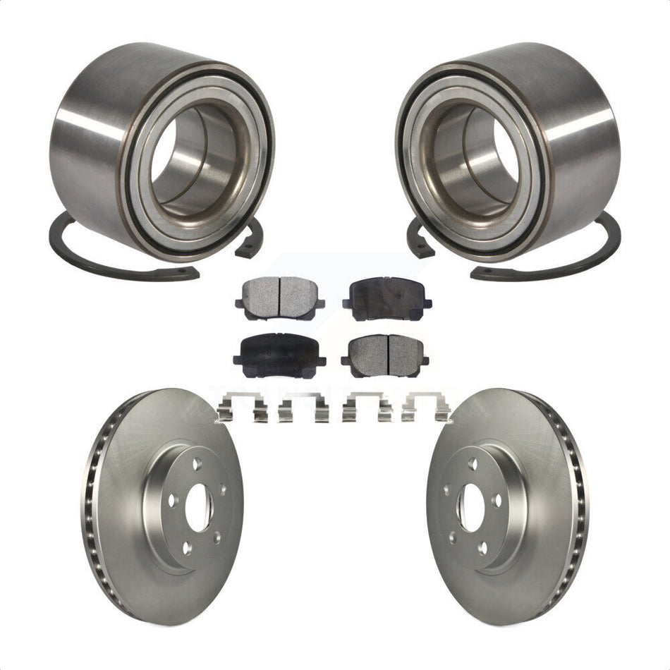 Front Wheel Bearing With Coated Disc Brake Rotors And Ceramic Pads Kit For 2003-2008 Toyota Corolla Matrix Pontiac Vibe KBB-101966