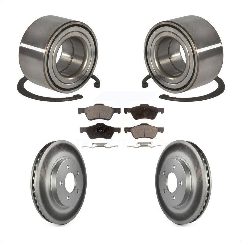 Front Wheel Bearing With Coated Disc Brake Rotors And Ceramic Pads Kit For Ford Escape Mercury Mariner KBB-101971