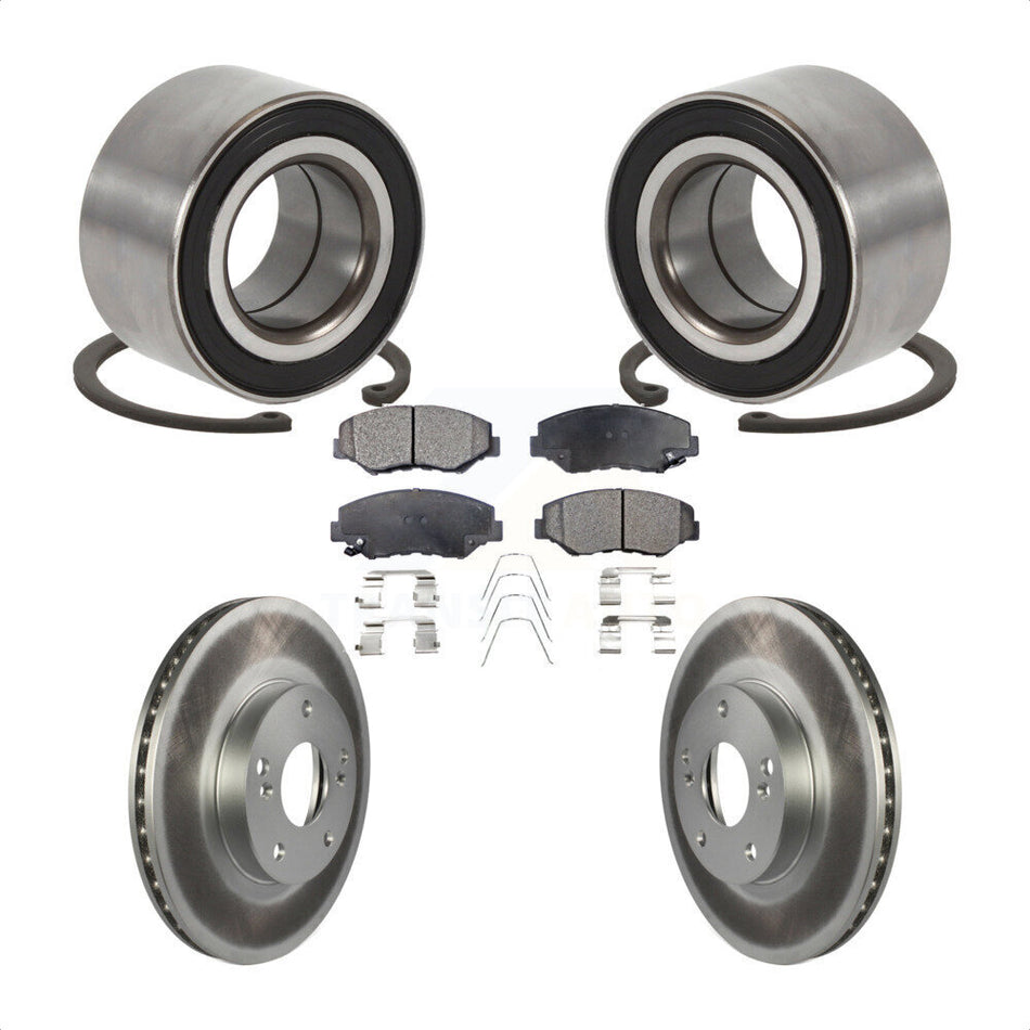 Front Wheel Bearing With Coated Disc Brake Rotors And Ceramic Pads Kit For Honda Accord Element KBB-101973