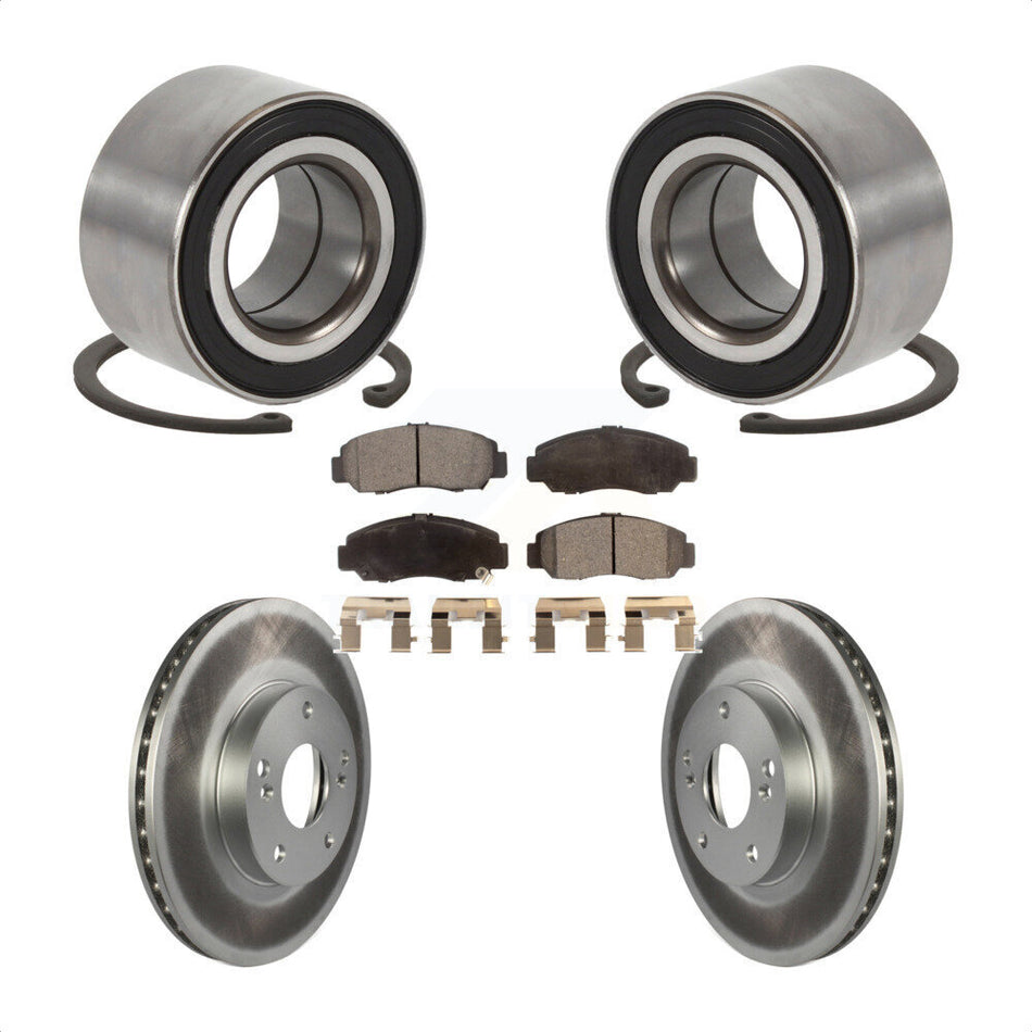 Front Wheel Bearing With Coated Disc Brake Rotors And Ceramic Pads Kit For Honda Accord Acura CSX KBB-101974