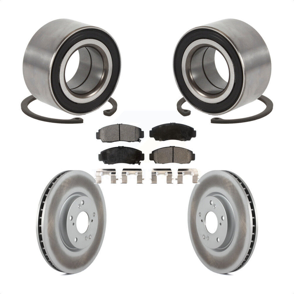 Front Wheel Bearing With Coated Disc Brake Rotors And Ceramic Pads Kit For 2004-2005 Acura TL Automatic transmission KBB-101976