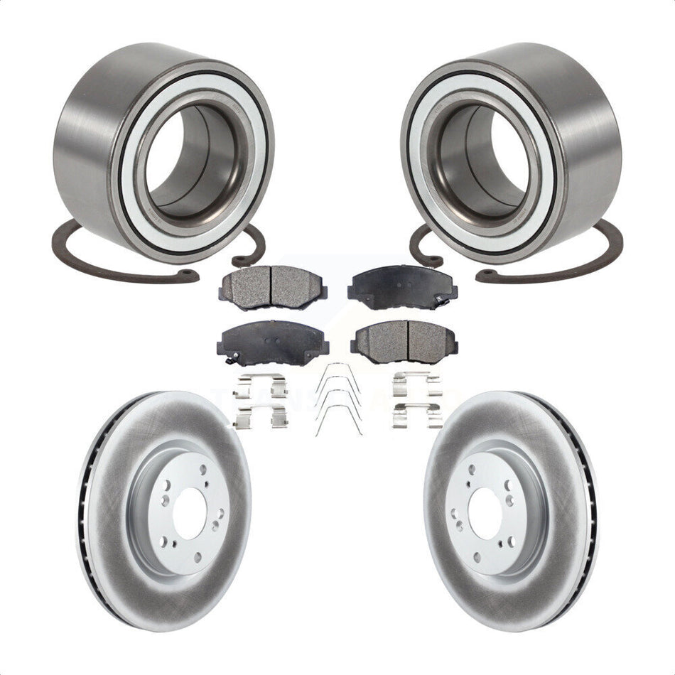 Front Wheel Bearing With Coated Disc Brake Rotors And Ceramic Pads Kit For 2005-2006 Honda CR-V KBB-101982