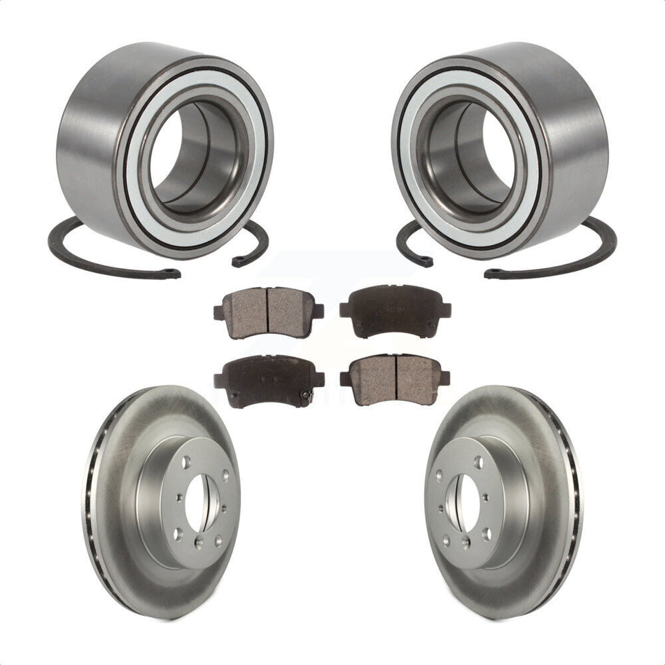 Front Wheel Bearing With Coated Disc Brake Rotors And Ceramic Pads Kit For 2002-2005 Suzuki Aerio KBB-101986