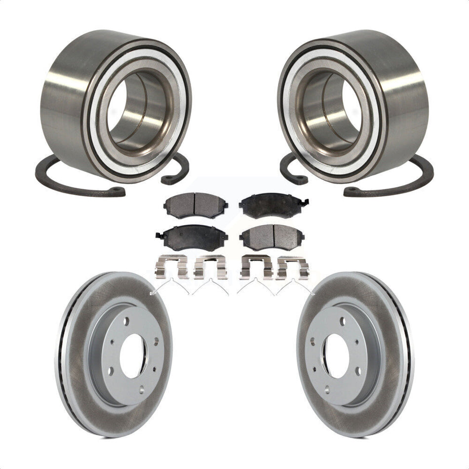 Front Wheel Bearing With Coated Disc Brake Rotors And Ceramic Pads Kit For Hyundai Elantra KBB-101988