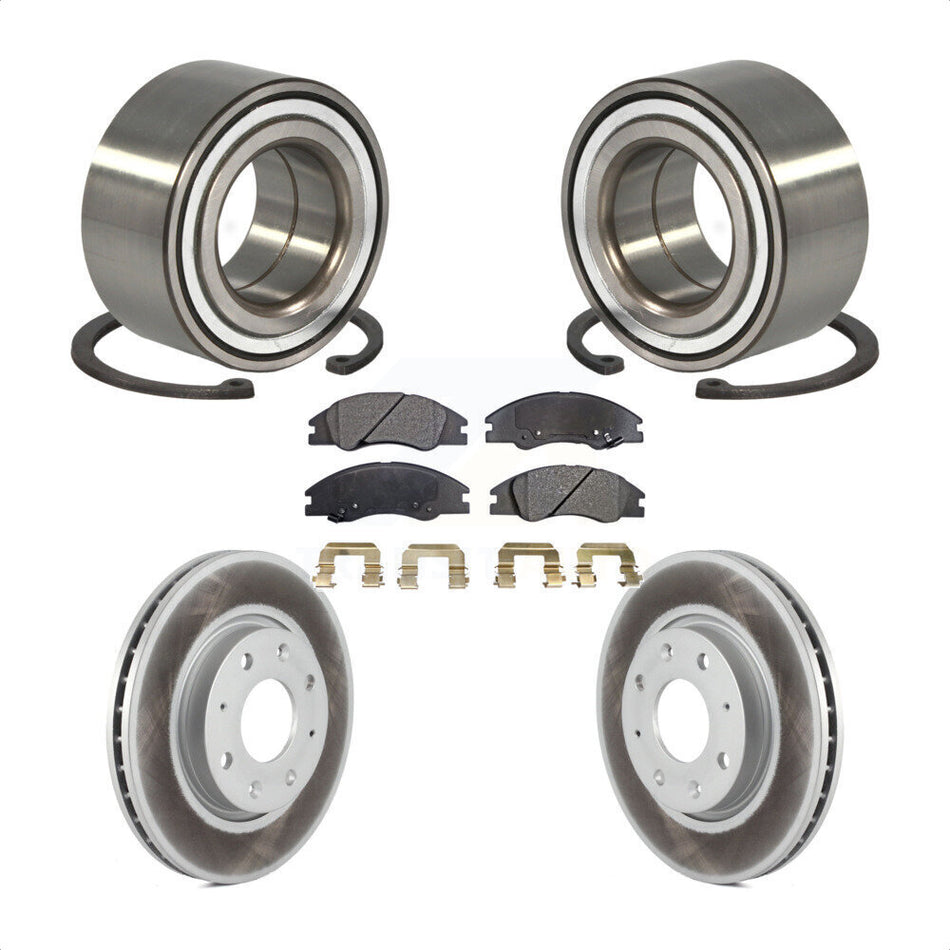 Front Wheel Bearing With Coated Disc Brake Rotors And Ceramic Pads Kit For Kia Spectra Spectra5 KBB-101990