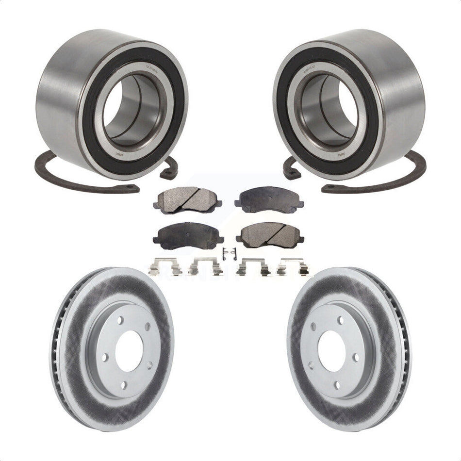 Front Wheel Bearing With Coated Disc Brake Rotors And Ceramic Pads Kit For Mitsubishi Lancer Outlander KBB-101991