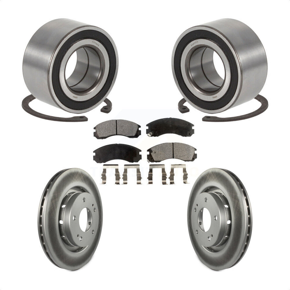 Front Wheel Bearing With Coated Disc Brake Rotors And Ceramic Pads Kit For 2005-2006 Mitsubishi Outlander KBB-101994