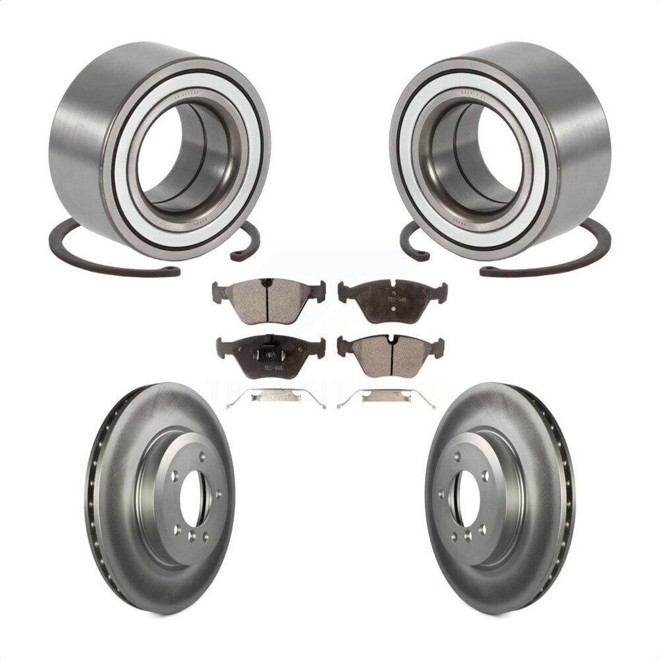 Front Wheel Bearing With Coated Disc Brake Rotors And Ceramic Pads Kit For 2001-2005 BMW 330xi KBB-101997