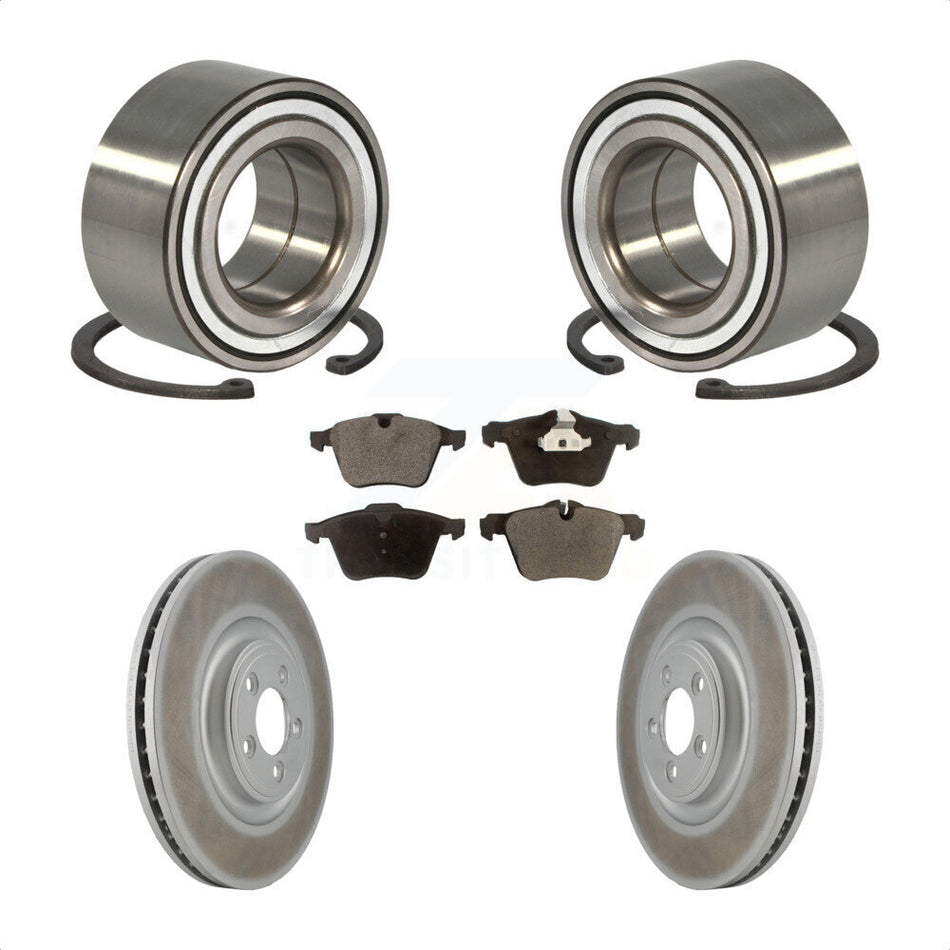 Front Wheel Bearing With Coated Disc Brake Rotors And Ceramic Pads Kit For Jaguar XJ KBB-102011