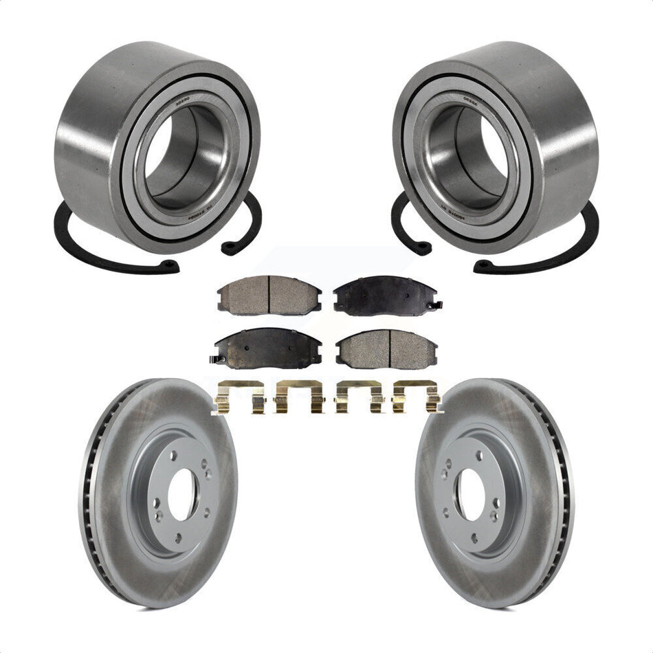Front Wheel Bearing With Coated Disc Brake Rotors And Ceramic Pads Kit For 2004-2006 Kia Amanti KBB-102017