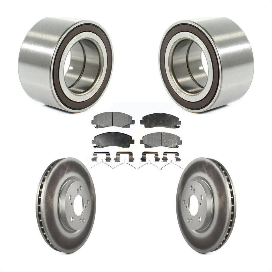 Front Wheel Bearing With Coated Disc Brake Rotors And Ceramic Pads Kit For 2006-2014 Honda Ridgeline KBB-102022