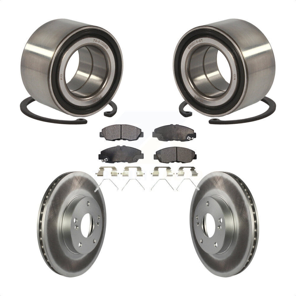 Front Wheel Bearing With Coated Disc Brake Rotors And Ceramic Pads Kit For 2014-2015 Honda Civic Touring KBB-102024