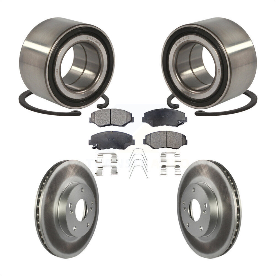 Front Wheel Bearing With Coated Disc Brake Rotors And Ceramic Pads Kit For Honda Civic KBB-102026