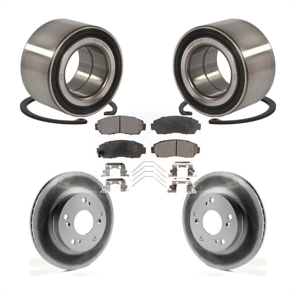 Front Wheel Bearing With Coated Disc Brake Rotors And Ceramic Pads Kit For 2015 Honda Civic LX SE with Manual transmission KBB-102031