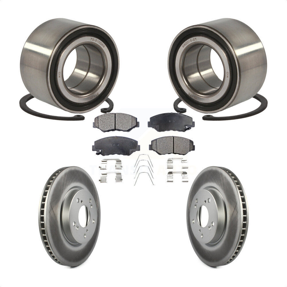 Front Wheel Bearing With Coated Disc Brake Rotors And Ceramic Pads Kit For 2015 Honda Civic EX with Manual transmission KBB-102036