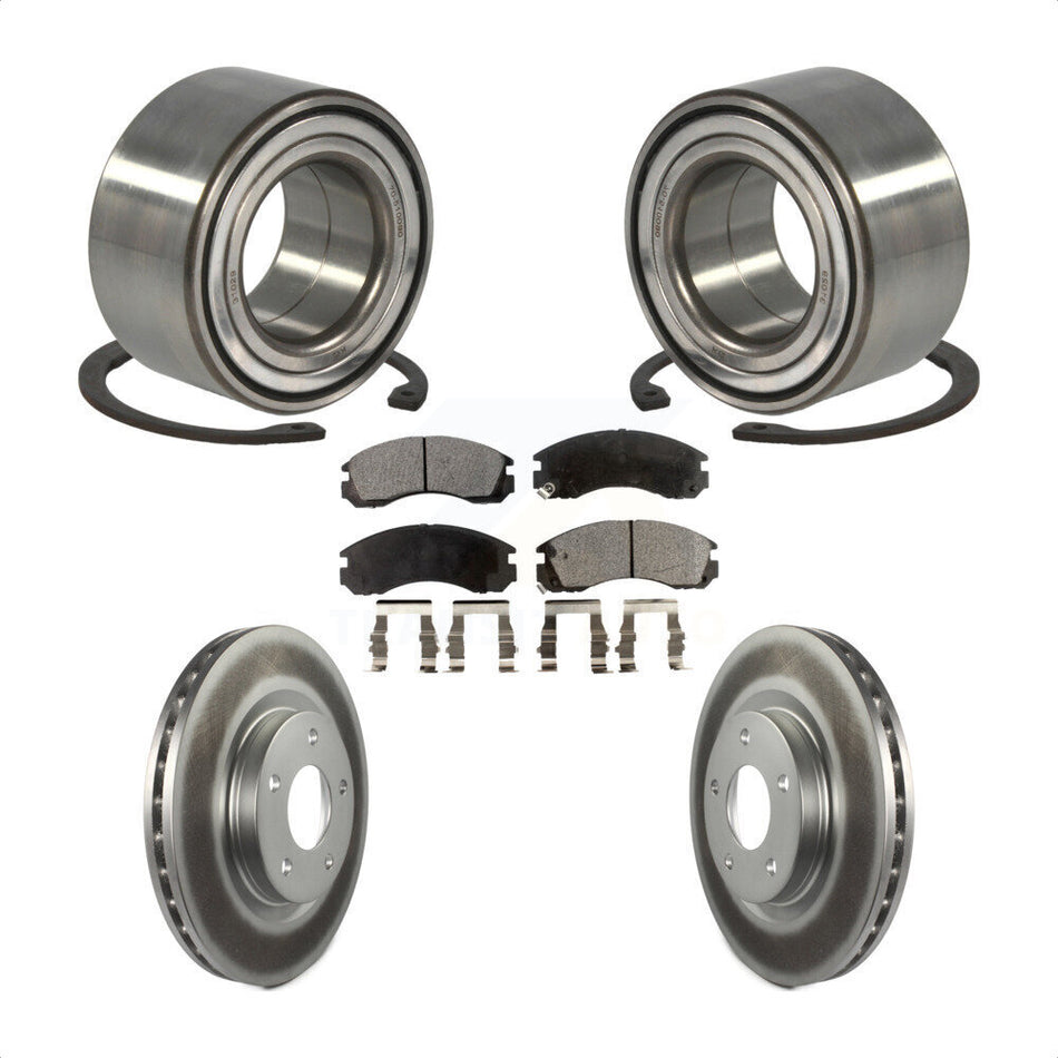 Front Wheel Bearing With Coated Disc Brake Rotors And Ceramic Pads Kit For 2017 Mitsubishi Lancer FWD 294mm Diameter Rotor KBB-102039