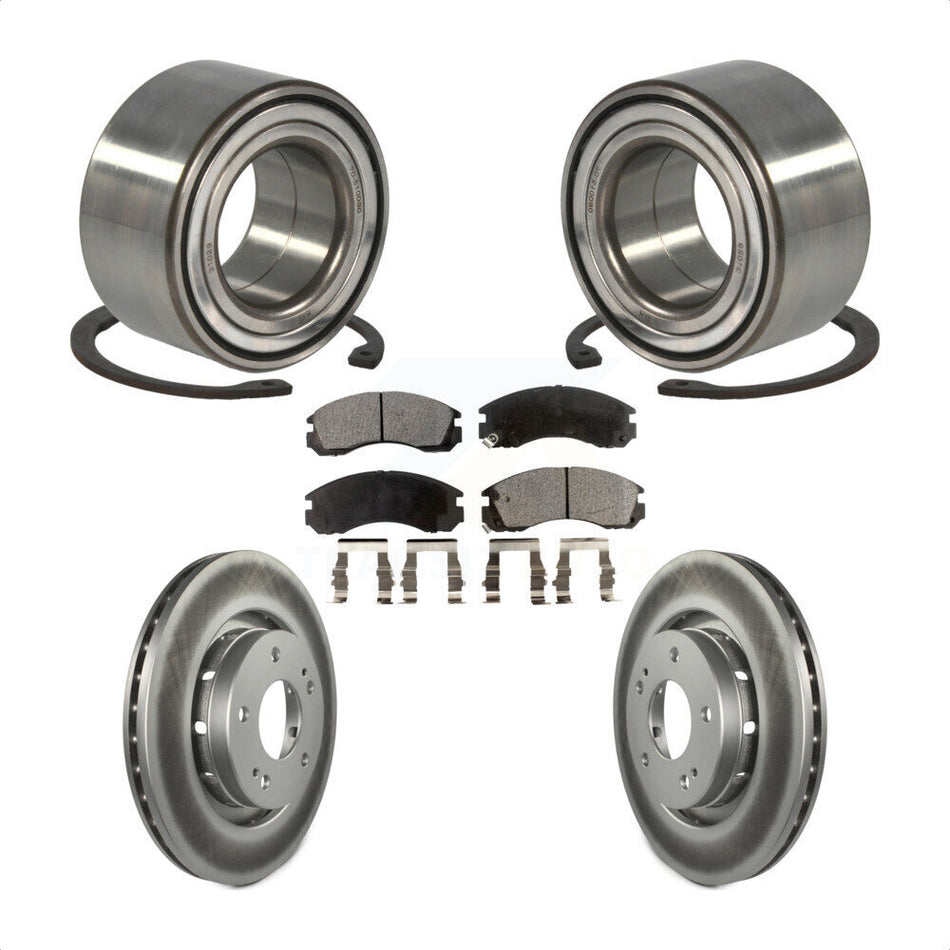 Front Wheel Bearing With Coated Disc Brake Rotors And Ceramic Pads Kit For 2009 Mitsubishi Lancer Ralliart with AWD To 03 09 KBB-102043