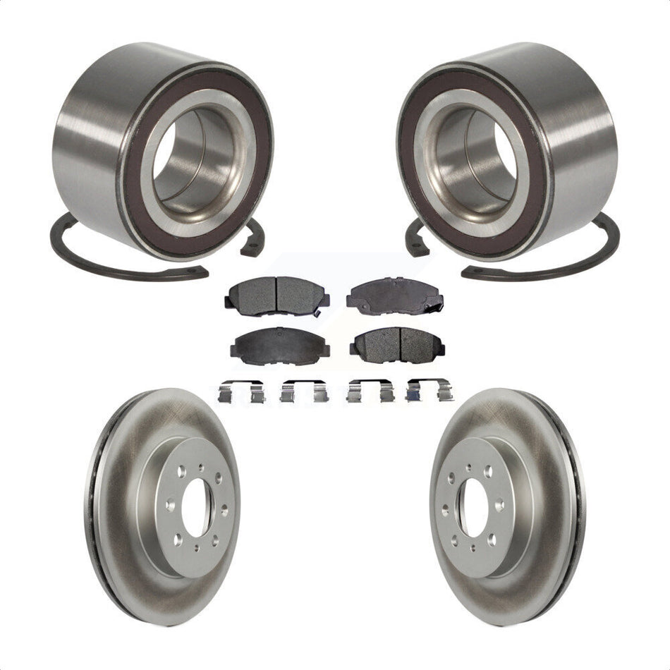Front Wheel Bearing With Coated Disc Brake Rotors And Ceramic Pads Kit For Honda Insight KBB-102045