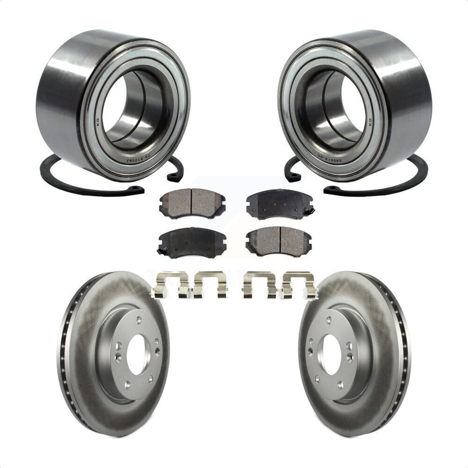 Front Wheel Bearing With Coated Disc Brake Rotors And Ceramic Pads Kit For 2012-2013 Kia Soul KBB-102051