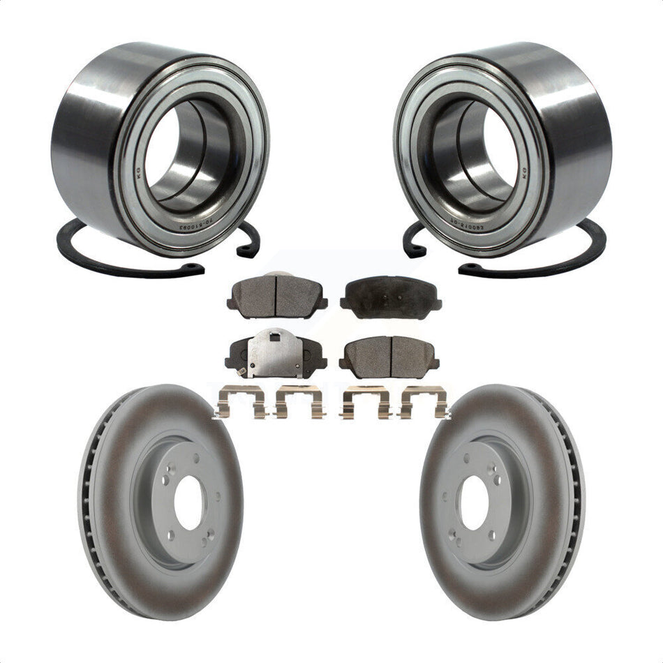 Front Wheel Bearing With Coated Disc Brake Rotors And Ceramic Pads Kit For Kia Forte Forte5 Koup KBB-102055