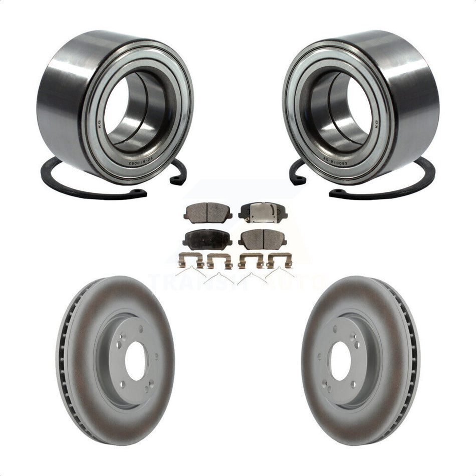 Front Wheel Bearing With Coated Disc Brake Rotors And Ceramic Pads Kit For Kia Forte Hyundai Veloster Forte5 KBB-102056