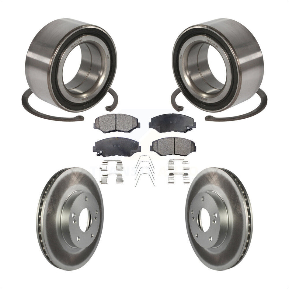 Front Wheel Bearing With Coated Disc Brake Rotors And Ceramic Pads Kit For Honda Accord KBB-102075