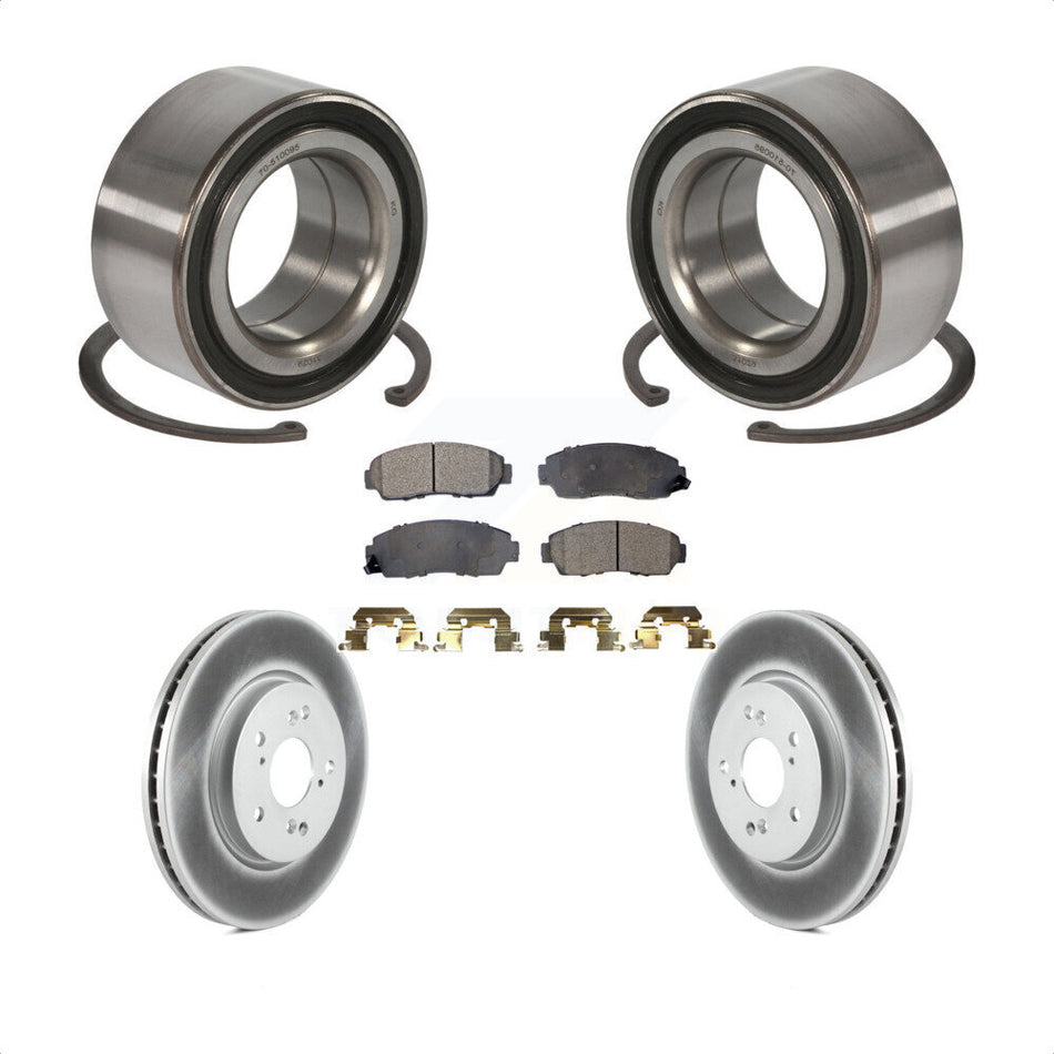Front Wheel Bearing With Coated Disc Brake Rotors And Ceramic Pads Kit For Honda Accord Crosstour KBB-102078
