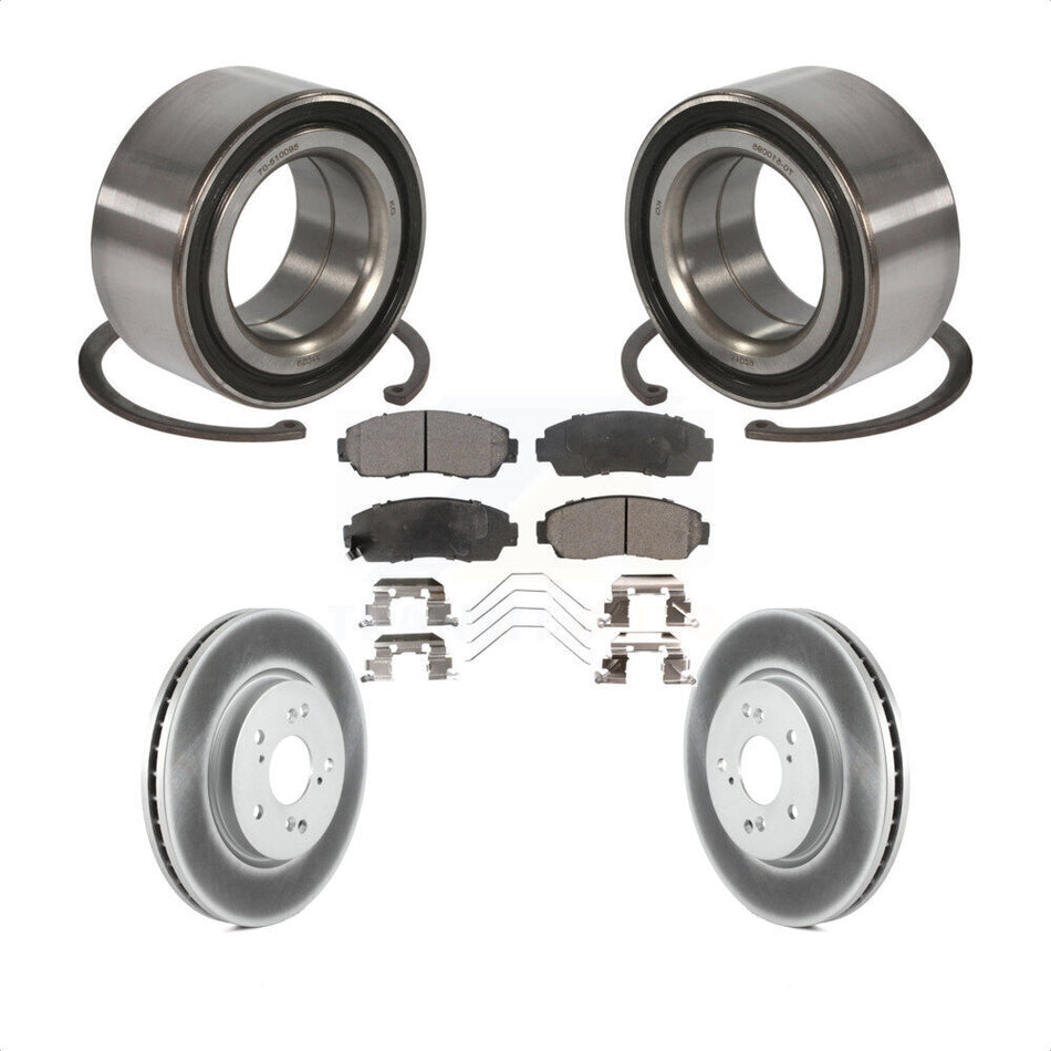 Front Wheel Bearing With Coated Disc Brake Rotors And Ceramic Pads Kit For Honda Crosstour Accord KBB-102079