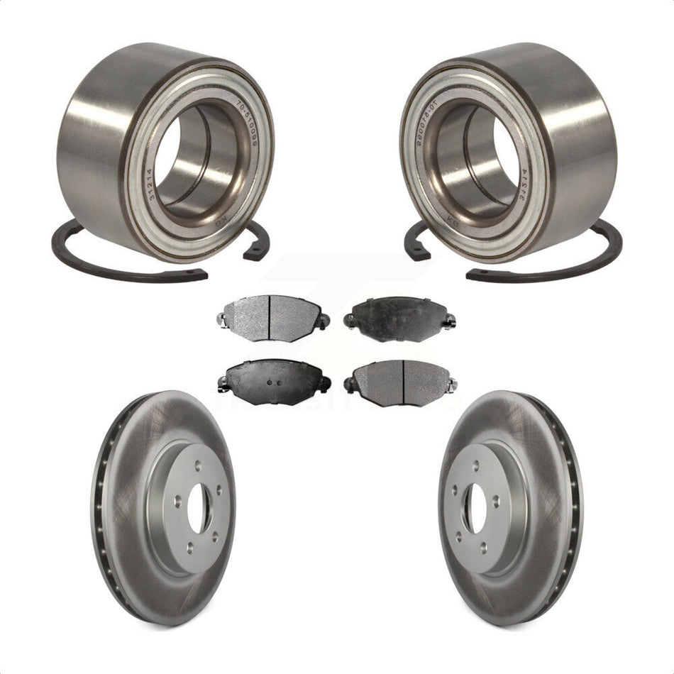 Front Wheel Bearing With Coated Disc Brake Rotors And Ceramic Pads Kit For 2002-2008 Jaguar X-Type KBB-102086
