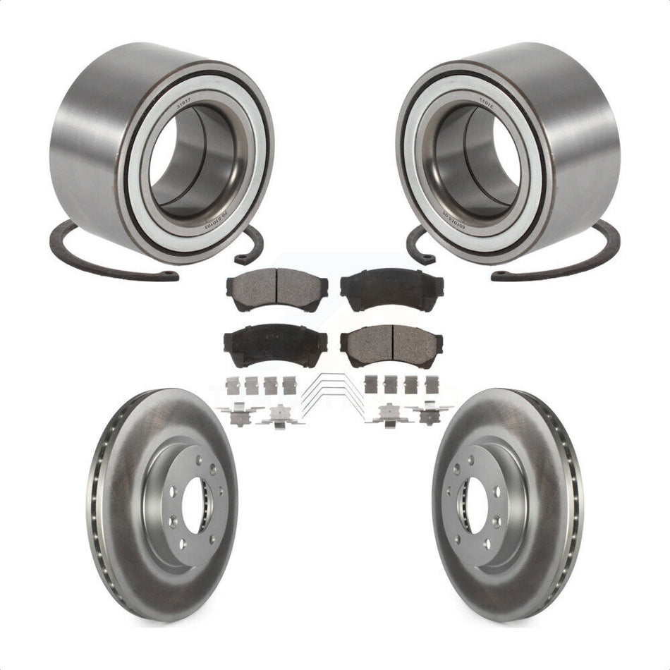Front Wheel Bearing With Coated Disc Brake Rotors And Ceramic Pads Kit For 2009-2013 Mazda 6 3.7L KBB-102091