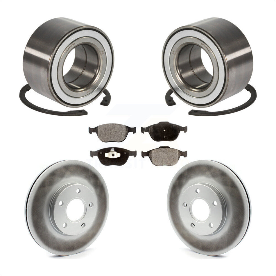 Front Wheel Bearing With Coated Disc Brake Rotors And Ceramic Pads Kit For 2010-2013 Ford Connect KBB-102096