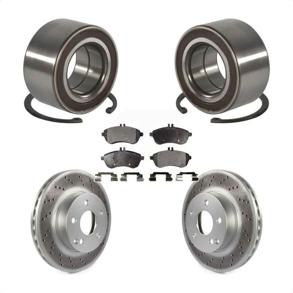Front Wheel Bearing With Coated Disc Brake Rotors And Ceramic Pads Kit For Mercedes-Benz C300 KBB-102100