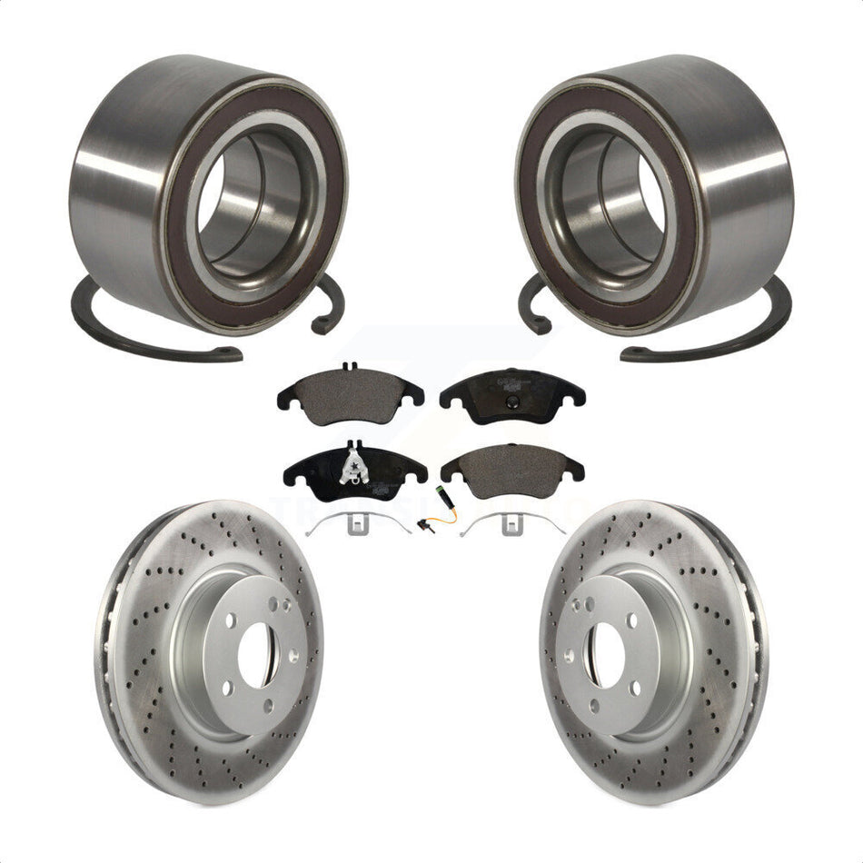 Front Wheel Bearing With Coated Disc Brake Rotors And Ceramic Pads Kit For Mercedes-Benz E350 C300 E400 C350 E250 KBB-102102