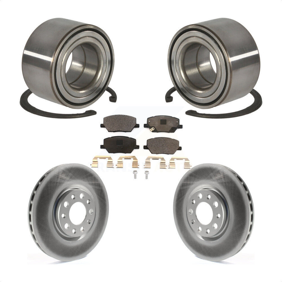 Front Wheel Bearing With Coated Disc Brake Rotors And Ceramic Pads Kit For 2016-2018 Fiat 500X KBB-102117