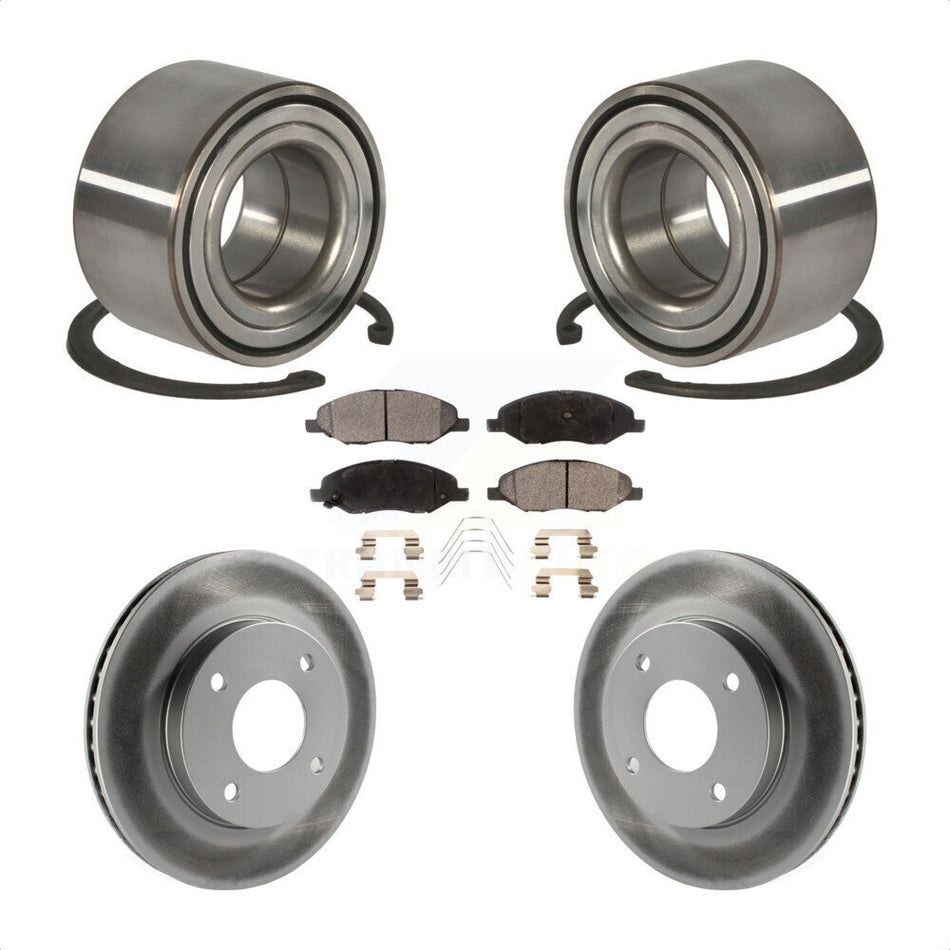 Front Wheel Bearing With Coated Disc Brake Rotors And Ceramic Pads Kit For 2010-2011 Nissan Versa 1.6L KBB-102119