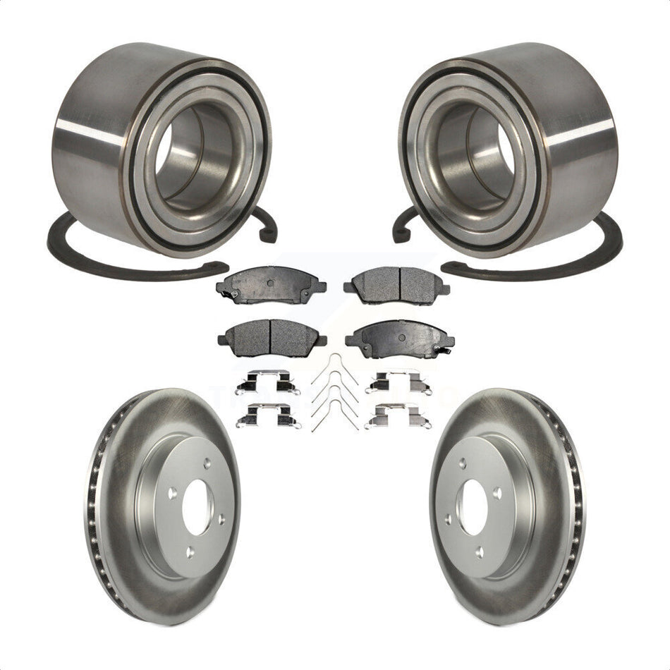 Front Wheel Bearing With Coated Disc Brake Rotors And Ceramic Pads Kit For Nissan Versa Note Micra KBB-102121