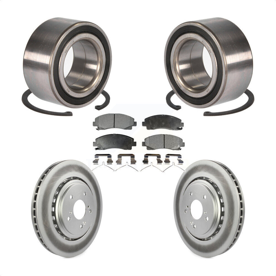 Front Wheel Bearing With Coated Disc Brake Rotors And Ceramic Pads Kit For 2015-2019 Acura TLX KBB-102137