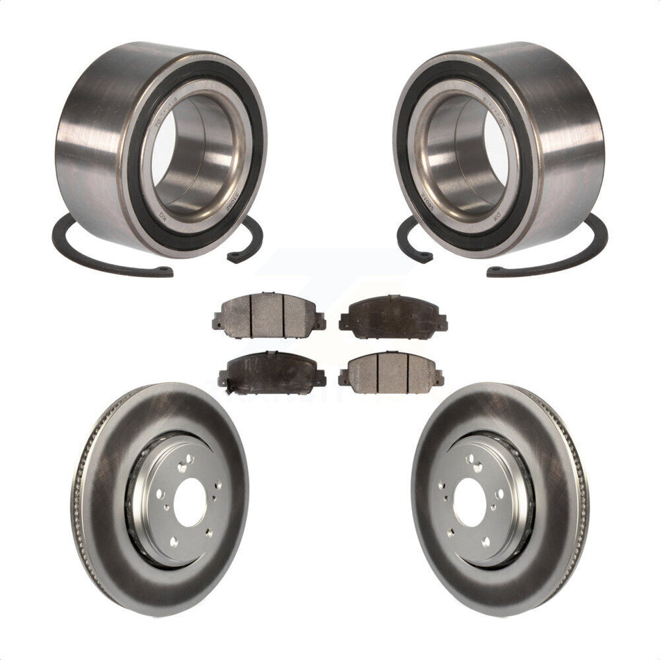 Front Wheel Bearing With Coated Disc Brake Rotors And Ceramic Pads Kit For 2017 Honda Accord Hybrid EX-L Touring KBB-102138